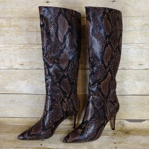 Steve Madden Kinga Snake Skin Knee High Bo…